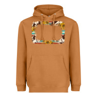 Meerkat western serape sunflower background frame Heavyweight Hoodie - NancyCooperArtShop