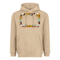 Mushroom western serape sunflower background frame Heavyweight Hoodie - NancyCooperArtShop