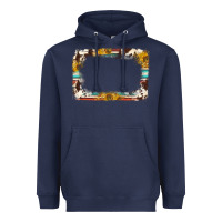 Navy western serape sunflower background frame Heavyweight Hoodie - NancyCooperArtShop