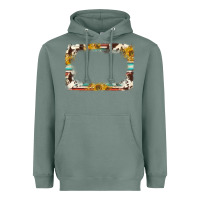 Sage western serape sunflower background frame Heavyweight Hoodie - NancyCooperArtShop