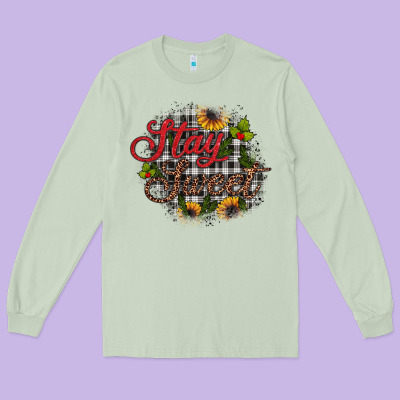 Stay Sweet Wood Slice Ornament Long Sleeve Tee Designed By Jahusdesignshop