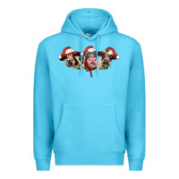 Ocean Blue christmas holstein cows Premium Hoodie - LillyAllenDesigns