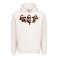 Pale Pink christmas holstein cows Premium Hoodie - LillyAllenDesigns