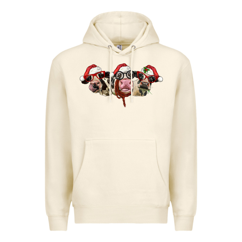Christmas Holstein Cows Premium Hoodie by LillyAllenDesigns | Teevron
