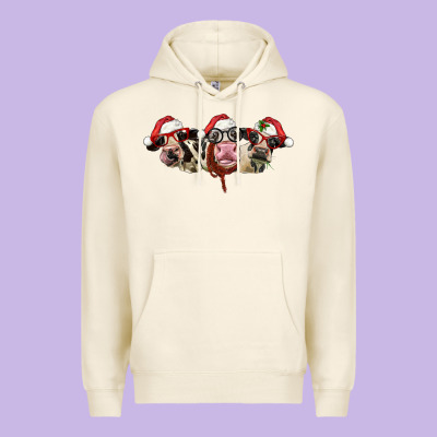 Christmas Holstein Cows Premium Hoodie Designed By Lillyallendesigns