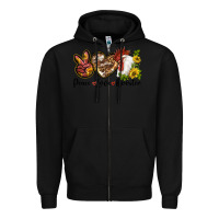 Black Peace Love Rooster With Sunflowers Zipper Hoodie - LillyAllenDesigns
