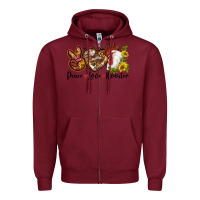 Burgundy Peace Love Rooster With Sunflowers Zipper Hoodie - LillyAllenDesigns