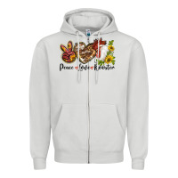 Dove Grey Peace Love Rooster With Sunflowers Zipper Hoodie - LillyAllenDesigns
