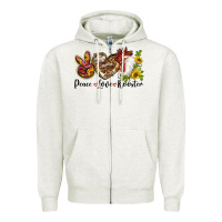 Peace Love Rooster With Sunflowers Zipper Hoodie | Teevron