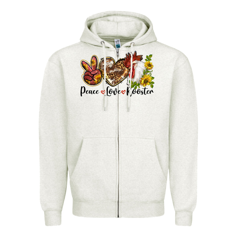 Peace Love Rooster With Sunflowers Zipper Hoodie by LillyAllenDesigns | Teevron