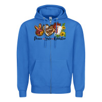 True Royal Peace Love Rooster With Sunflowers Zipper Hoodie - LillyAllenDesigns