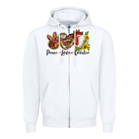 White Peace Love Rooster With Sunflowers Zipper Hoodie - LillyAllenDesigns
