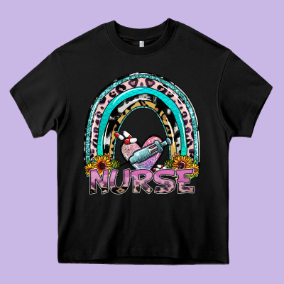 Nurse Rainbow Heavy Core Tee Designed By Sublimationcraftshop