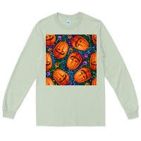 Matcha halloween pumpkin and candy seamless pattern Long Sleeve Tee - BundleAndBundleShop
