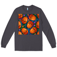 Smoke halloween pumpkin and candy seamless pattern Long Sleeve Tee - BundleAndBundleShop