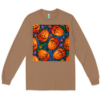 Toasted Coconut halloween pumpkin and candy seamless pattern Long Sleeve Tee - BundleAndBundleShop