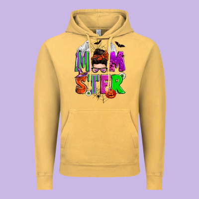 Halloween Momster Messy Bun Vintage Hoodie Designed By Zillion Design Studio