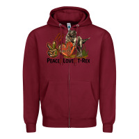 Burgundy Western Peace Love T-Rex Zipper Hoodie - LillyAllenDesigns
