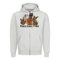 Dove Grey Western Peace Love T-Rex Zipper Hoodie - LillyAllenDesigns