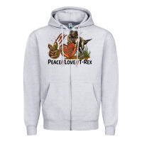 Heather Grey Western Peace Love T-Rex Zipper Hoodie - LillyAllenDesigns