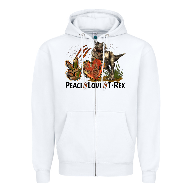 Western Peace Love T-rex Zipper Hoodie by LillyAllenDesigns | Teevron