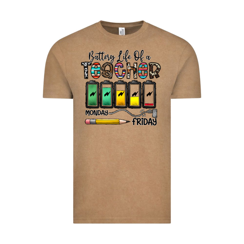 Battery Life Of A Teacher Monday Friday Vintage Tee by CowhideDigitalArt | Teevron