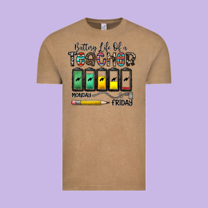 Battery Life Of A Teacher Monday Friday Vintage Tee Designed By Cowhidedigitalart