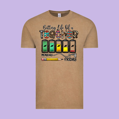 Battery Life Of A Teacher Monday Friday Vintage Tee Designed By Cowhidedigitalart