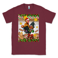Burgundy Christmas rooster Classic Tee - Artiststas