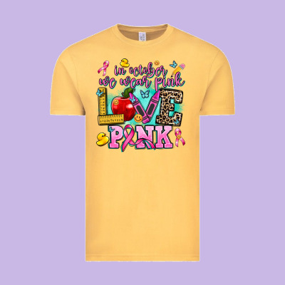 In October We Wear Pink Love Pink Vintage Tee Designed By Adodesignshop