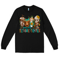 Black moody before coffee longhaired cow coffee Long Sleeve Tee - Jasminsmagicworld