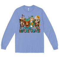 Colony Blue moody before coffee longhaired cow coffee Long Sleeve Tee - Jasminsmagicworld