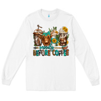 White moody before coffee longhaired cow coffee Long Sleeve Tee - Jasminsmagicworld