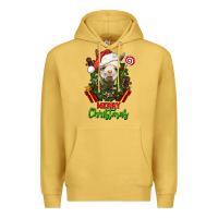 Antique Gold merry christmas alpaca face Premium Hoodie - LillyAllenDesigns