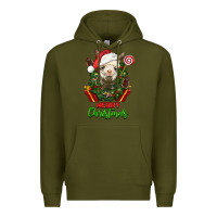 Army Green merry christmas alpaca face Premium Hoodie - LillyAllenDesigns