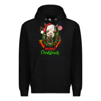 Black merry christmas alpaca face Premium Hoodie - LillyAllenDesigns