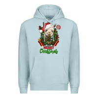 Blue Mist merry christmas alpaca face Premium Hoodie - LillyAllenDesigns