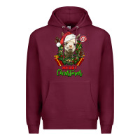Burgundy merry christmas alpaca face Premium Hoodie - LillyAllenDesigns