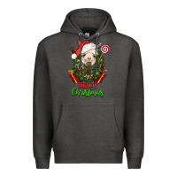 Charcoal Heather merry christmas alpaca face Premium Hoodie - LillyAllenDesigns