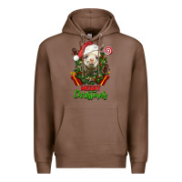 Chestnut merry christmas alpaca face Premium Hoodie - LillyAllenDesigns