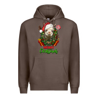 Coffee merry christmas alpaca face Premium Hoodie - LillyAllenDesigns
