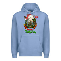 Colony Blue merry christmas alpaca face Premium Hoodie - LillyAllenDesigns