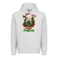 Dove Grey merry christmas alpaca face Premium Hoodie - LillyAllenDesigns