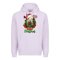 Lilac merry christmas alpaca face Premium Hoodie - LillyAllenDesigns