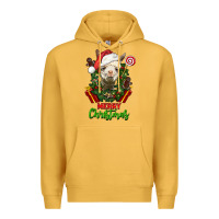 Mustard merry christmas alpaca face Premium Hoodie - LillyAllenDesigns