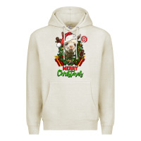Oatmeal Heather merry christmas alpaca face Premium Hoodie - LillyAllenDesigns