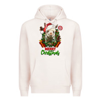 Pale Pink merry christmas alpaca face Premium Hoodie - LillyAllenDesigns