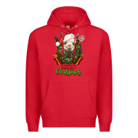 Red merry christmas alpaca face Premium Hoodie - LillyAllenDesigns