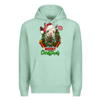 Seafoam merry christmas alpaca face Premium Hoodie - LillyAllenDesigns
