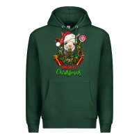 Sports Green merry christmas alpaca face Premium Hoodie - LillyAllenDesigns